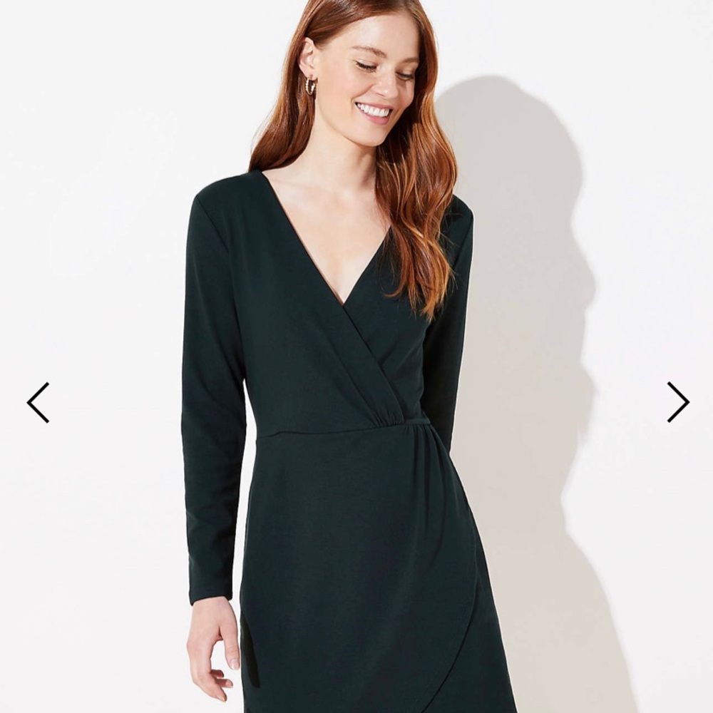 LOFT Long Sleeve Shirred Wrap Dress